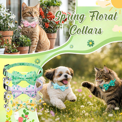 6 Collares Gatos con Pajarita Campana Ajustable