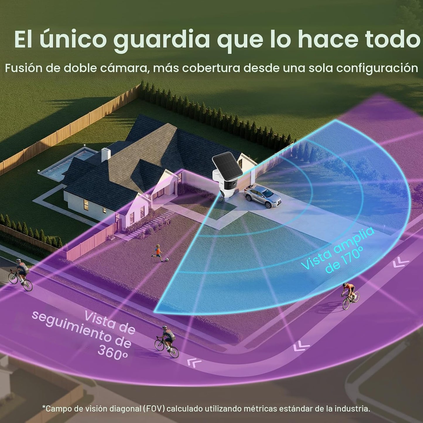 Cámara seguridad T2 Pro inalámbrica exterior 3K PTZ solar