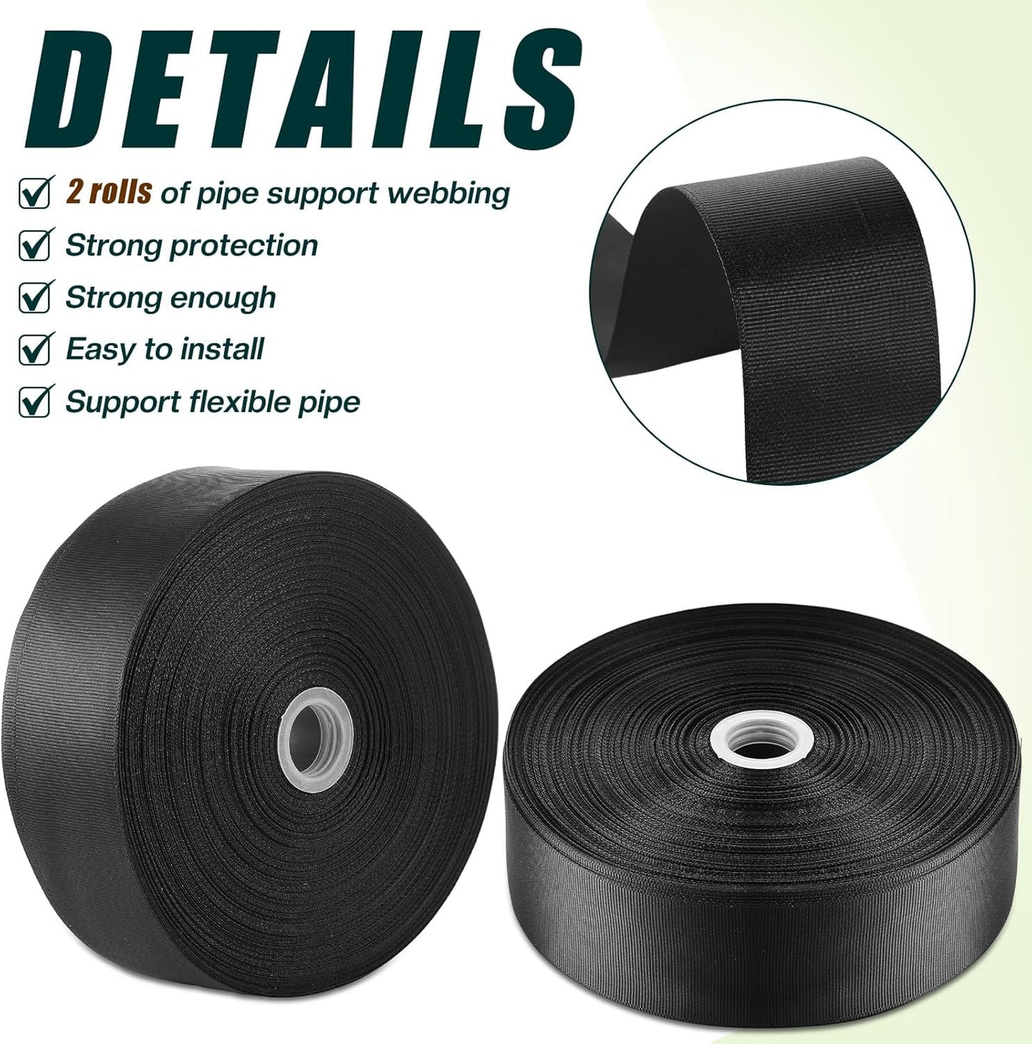 Correa ancha soporte conducto resistente 100pulg x 1.97pulg negro