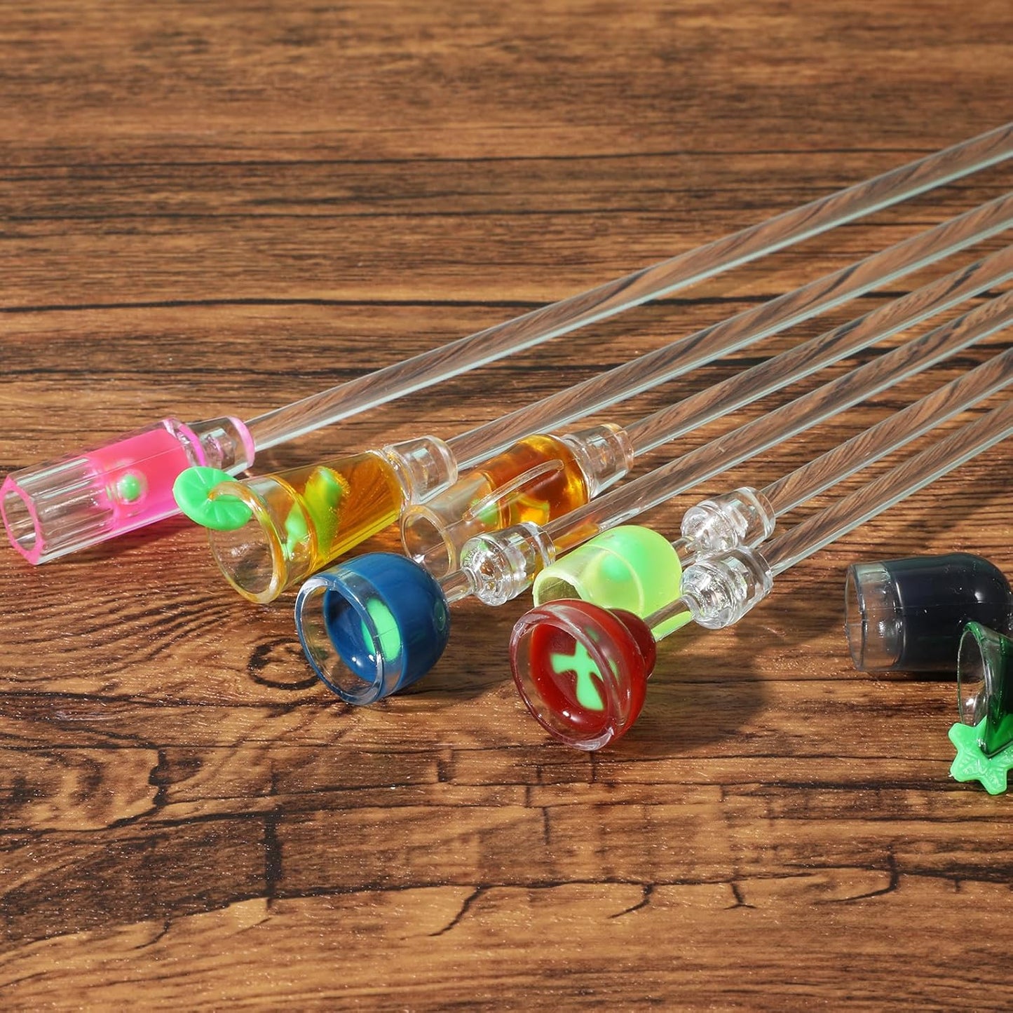 10 Palitos Swizzle Acrílicos Multicolores para Cócteles y Bebidas