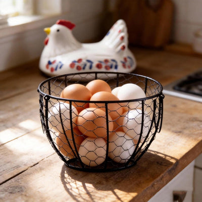Cesta de cerámica para huevos con capacidad para 25 huevos diseño de pollo