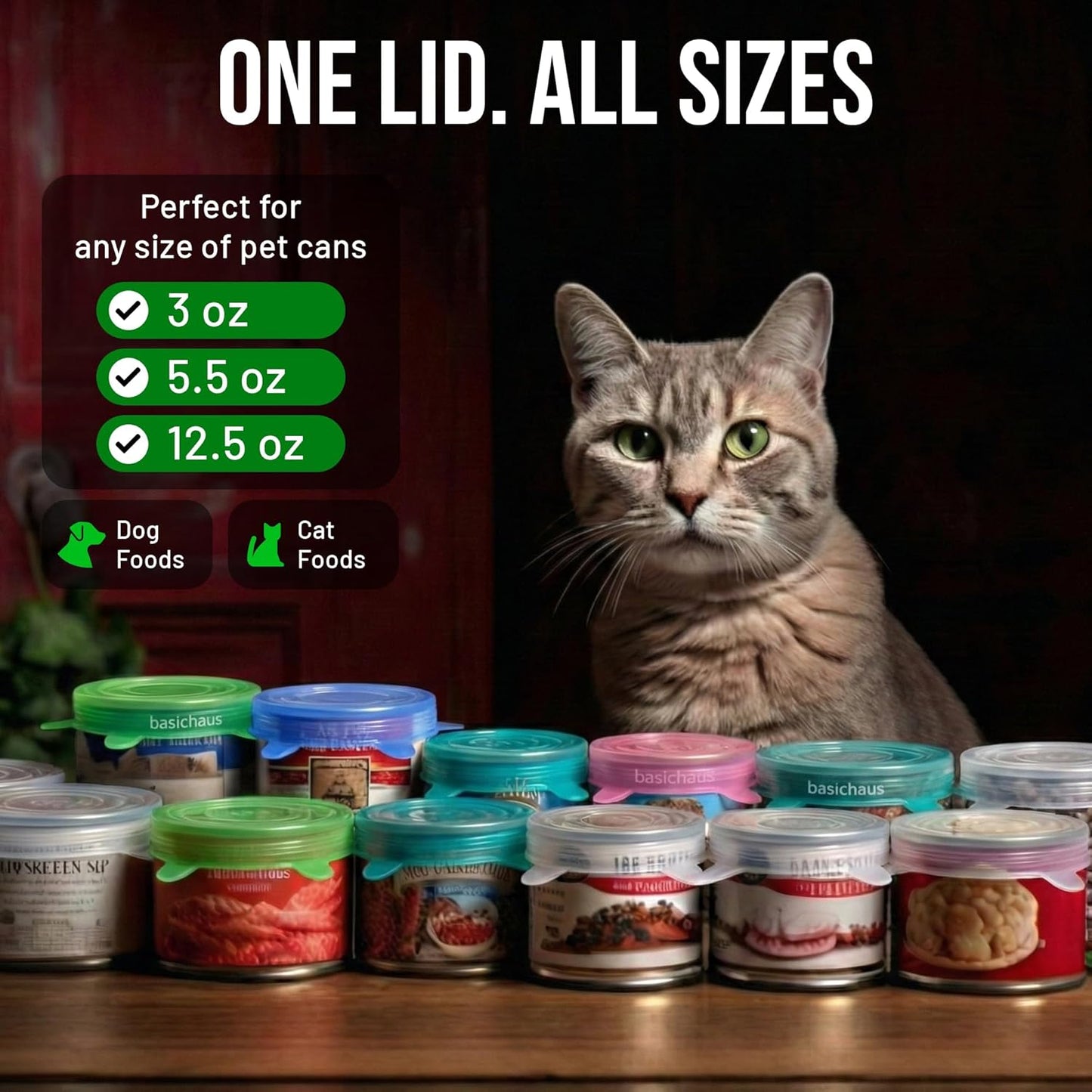 Tapas silicona reutilizables para latas mascotas 2.6pulg