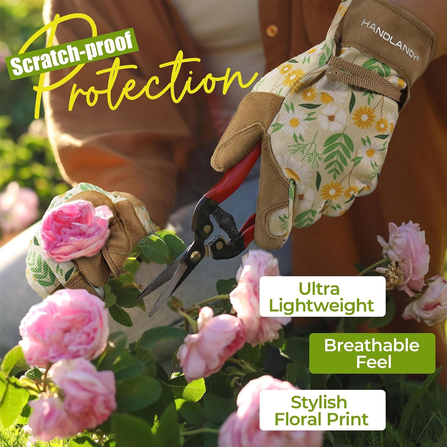 Guantes jardinería mujer cuero transpirables