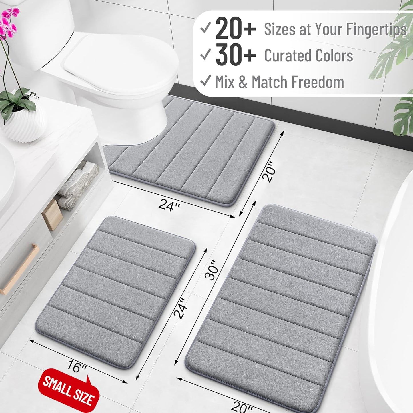 Alfombra baño espuma viscoelástica 59x24pulg suave absorbente