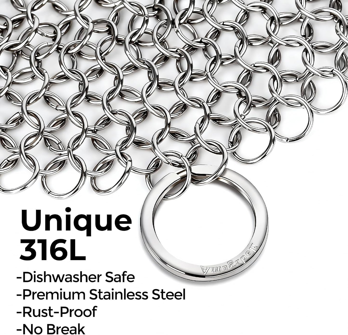 Limpiador hierro fundido 8x8pulg acero inox para sartén y olla