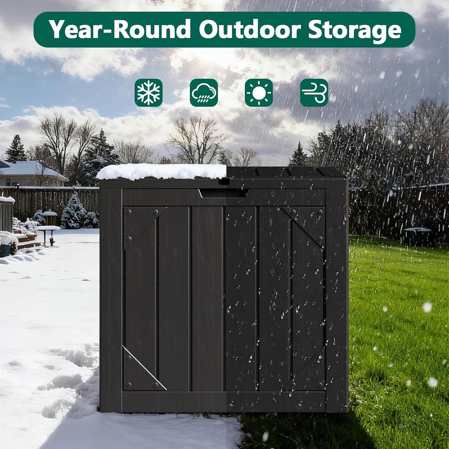 Caja almacenamiento exterior impermeable 31gal con cerradura negro