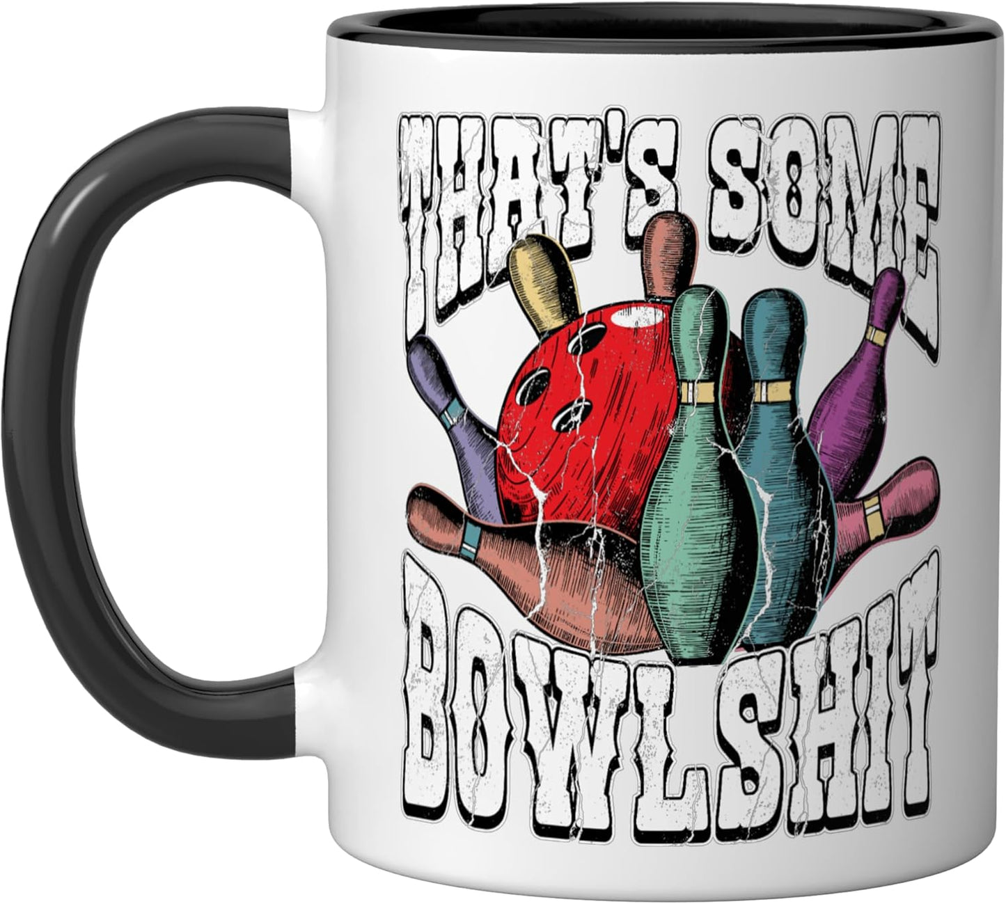 Taza de cerámica humorística para jugador de bowling black/white