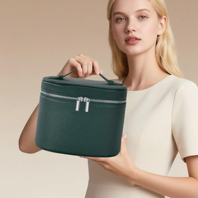 Bolsa maquillaje viaje con divisor color verde