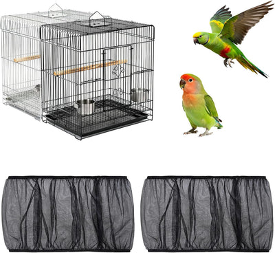 2 Pzas Cubierta Ajustable Jaula Pájaros Negro