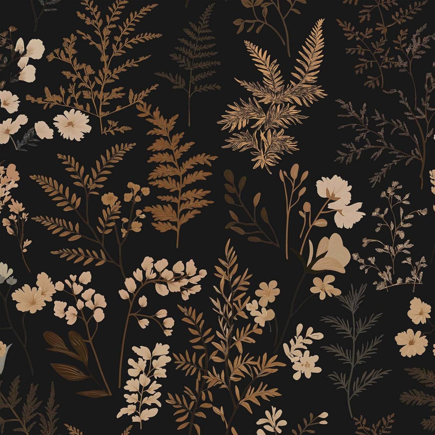 Papel tapiz autoadhesivo floral oscuro 17.7x70.8pulg