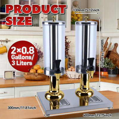 Dispensador bebidas 2gal acero inox con bandeja goteo