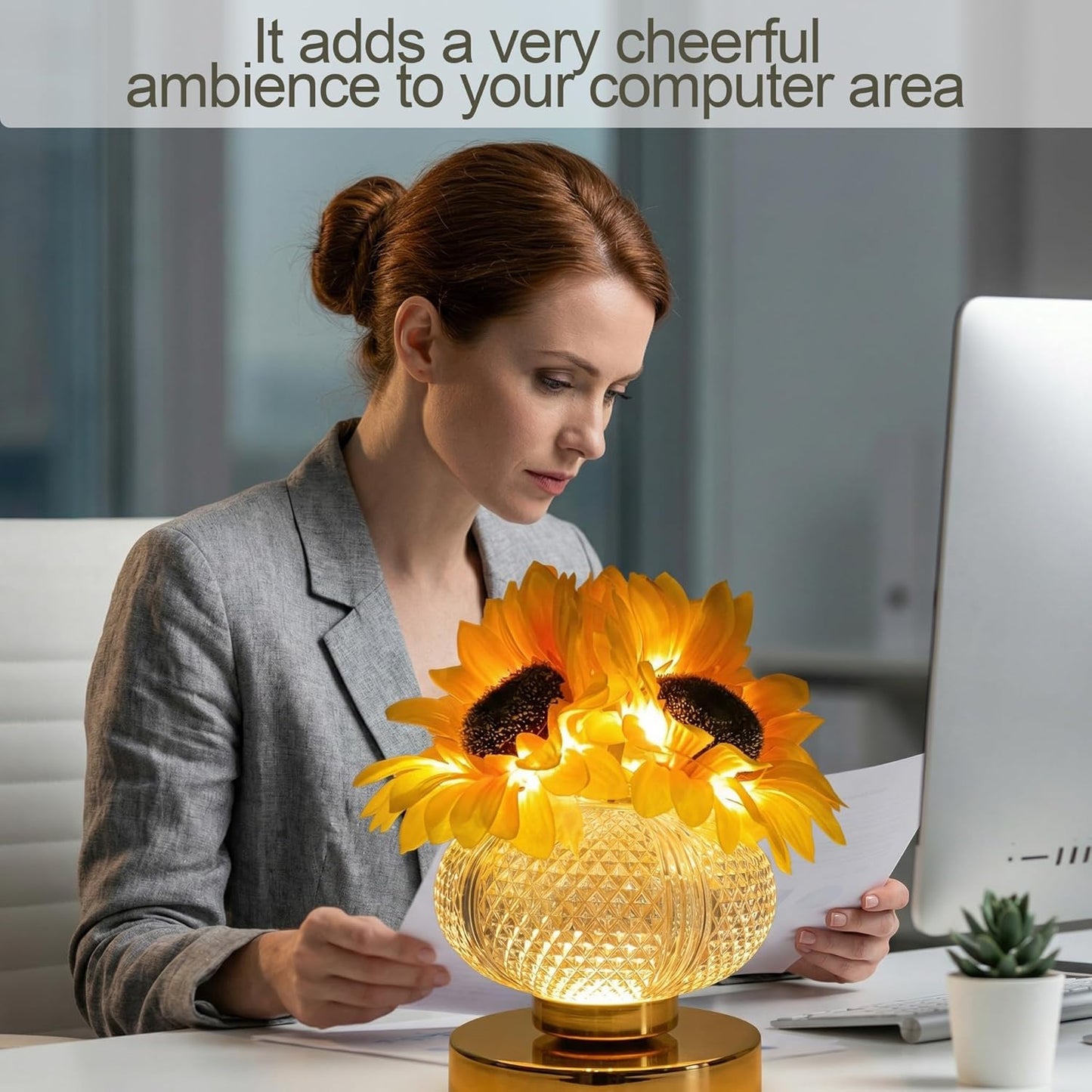 Luz nocturna de girasol recargable táctil para mujer