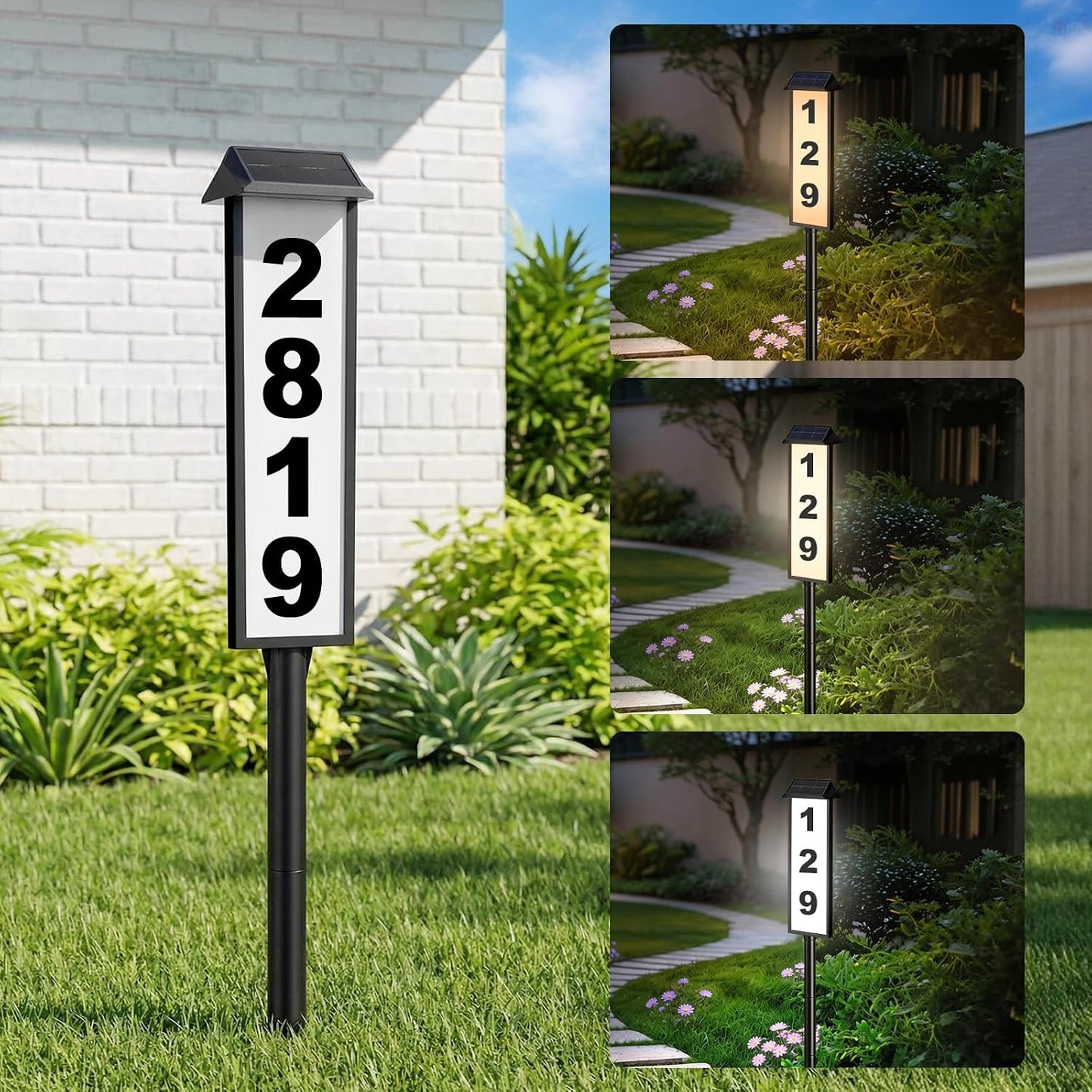 Letrero solar LED 3 colores con estaca para casa