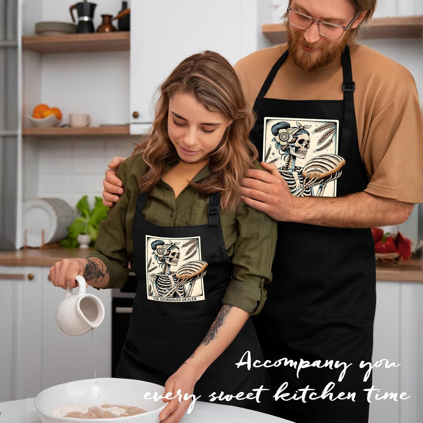 Delantal cocina gótica con bolsillos impermeable ajustable