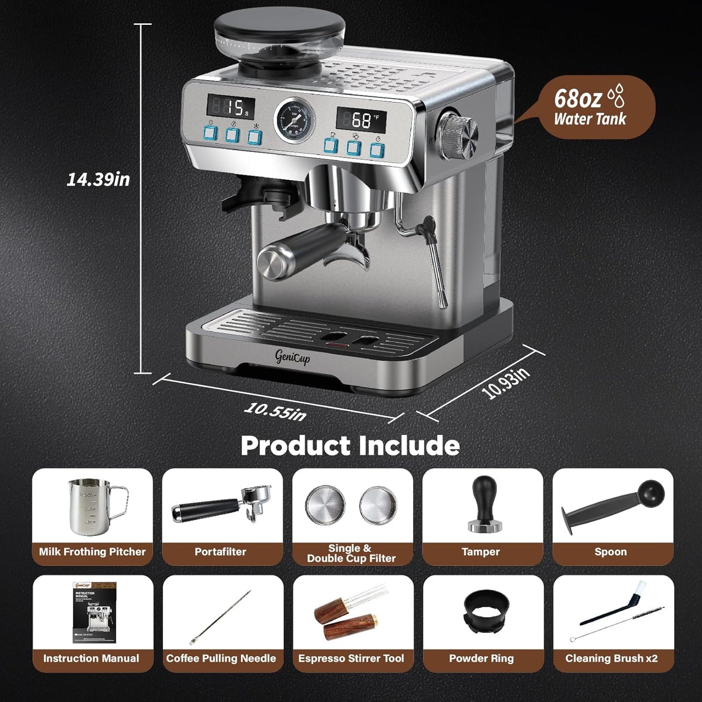 Cafetera Espresso Todo en Uno 20 Bar Control Temperatura