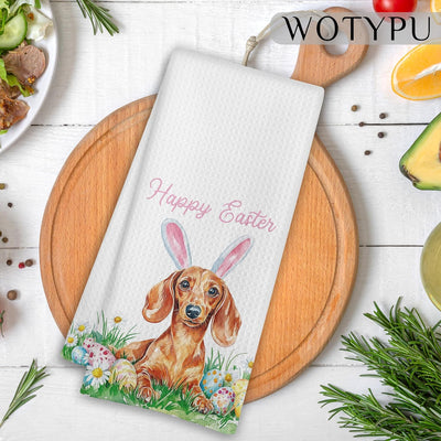 Toalla de cocina Cottagecore con perro salchicha de Pascua 16 x 24