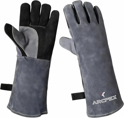 Guantes soldadura 16pulg resistentes fuego cuero XL hombre