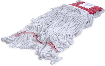 Cabezal trapeador algodón bucle banda roja 5pulg blanco