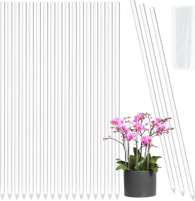 Estacas acrílico orquídeas 20pzas 15.7pulg