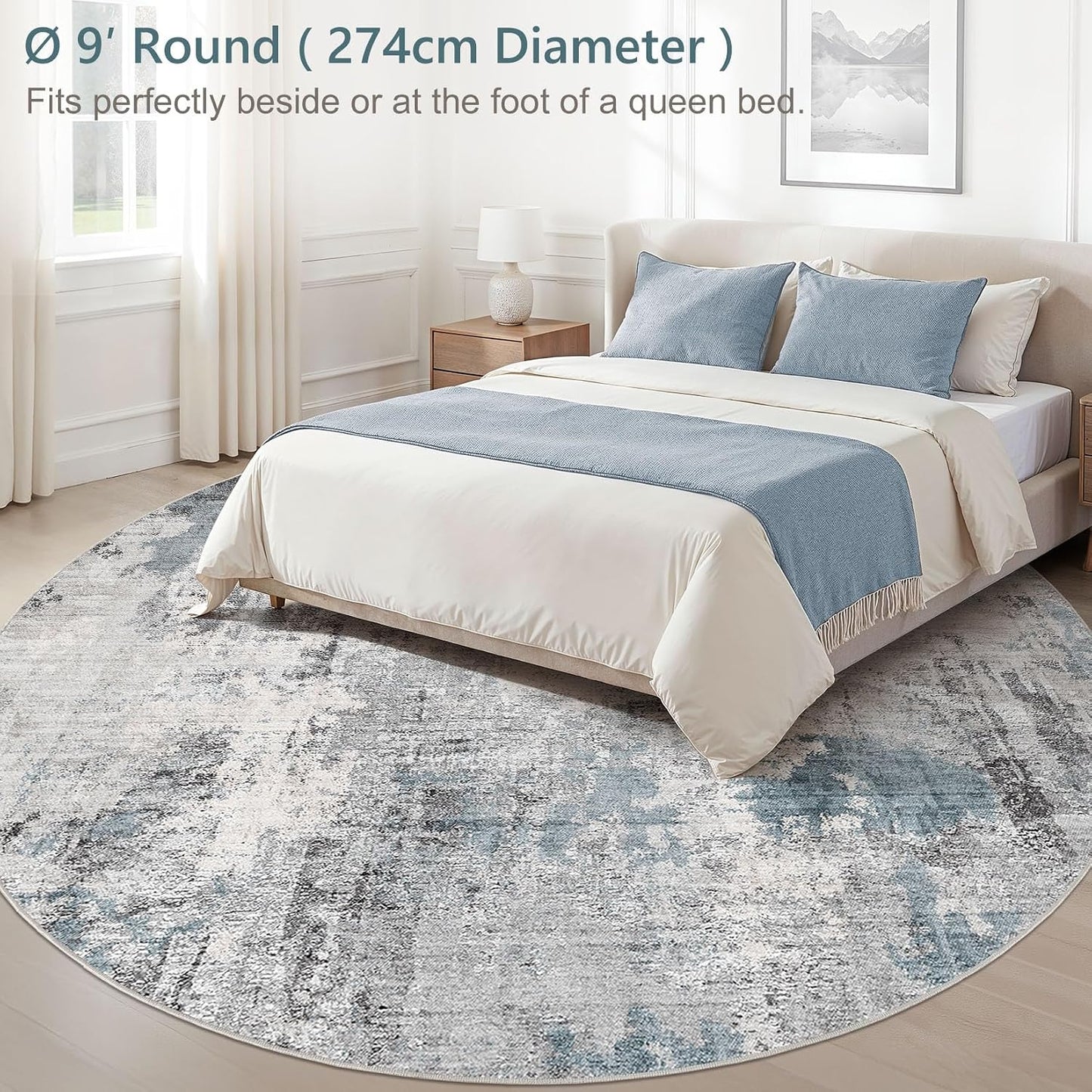 Alfombra redonda lavable 9ft para sala dormitorio comedor