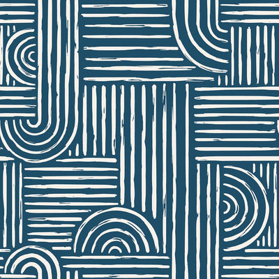 Papel tapiz geométrico azul marino moderno removible