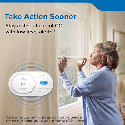 Detector CO Kidde con pilas AA pantalla digital LED alarma 85 dB