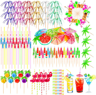 265 Pzas Sombrillas Bebida Frutas Colores Tropicales