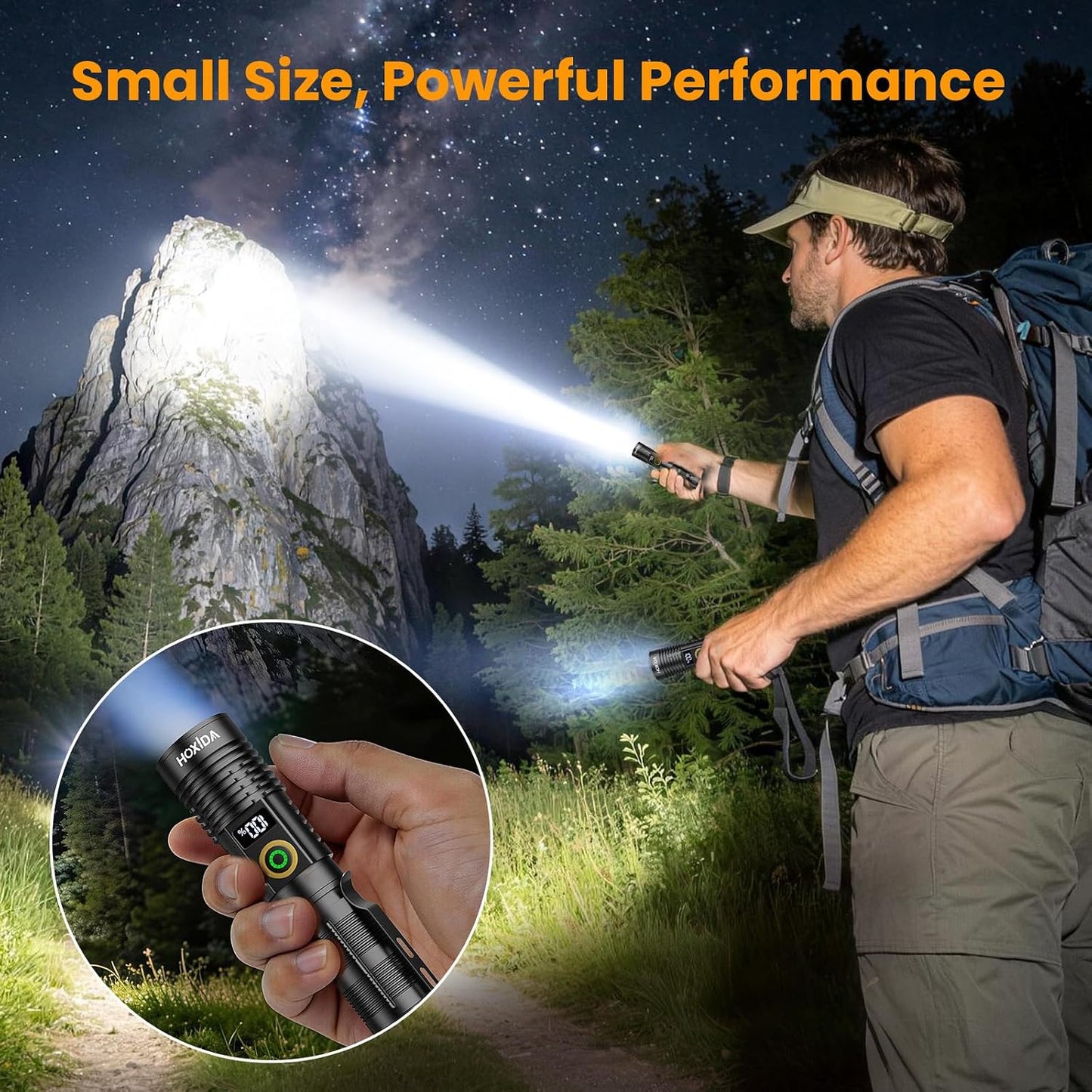 Linterna recargable LED 6 modos zoom hogar camping