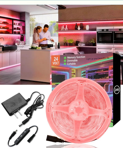 Tira luces LED COB roja 24V flexible para boda aniversario