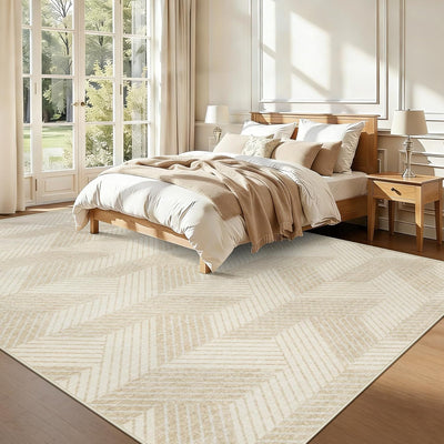 Alfombra área 8x10ft para sala dormitorio beige antideslizante