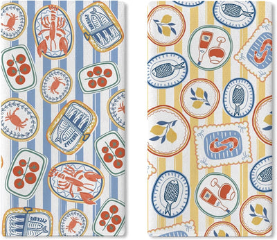 Set 2 Paños Cocina A Rayas Decoración Hogar