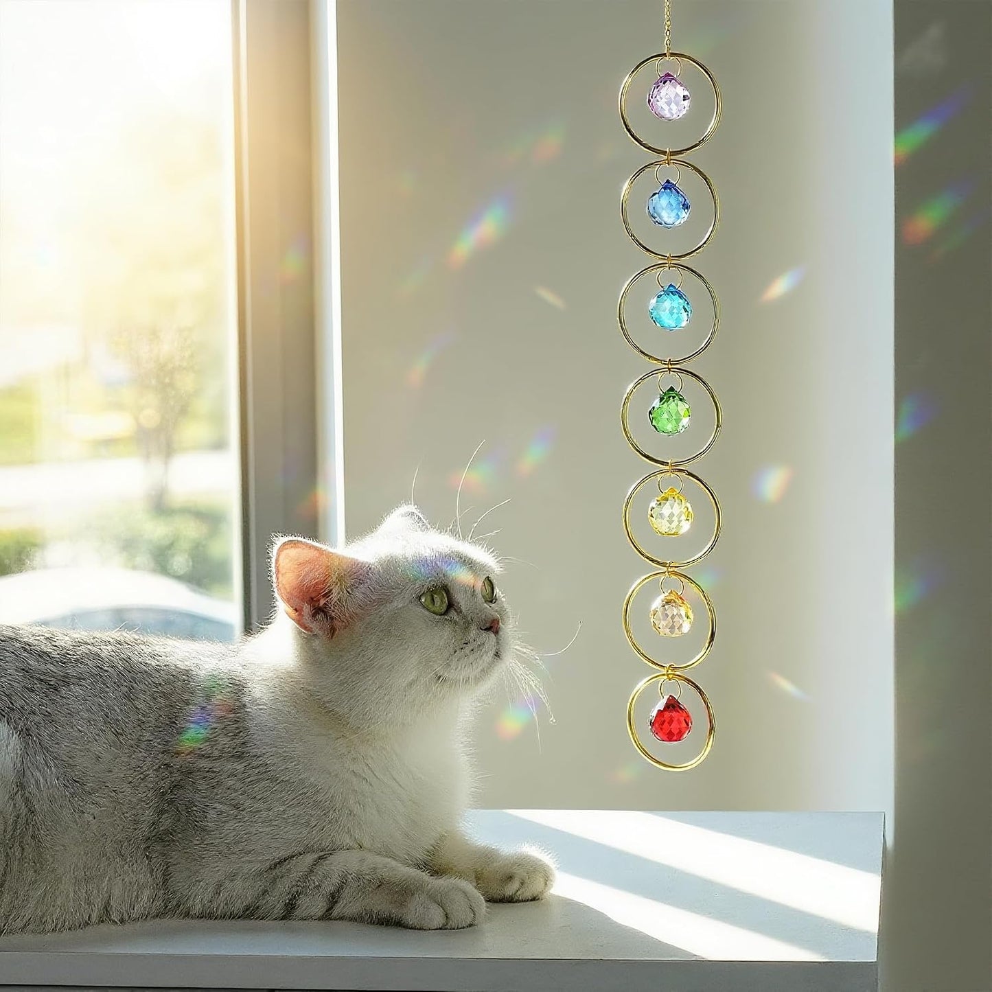 7 Bolas Cristal Chakras Atrapasol Colgante Ventanas