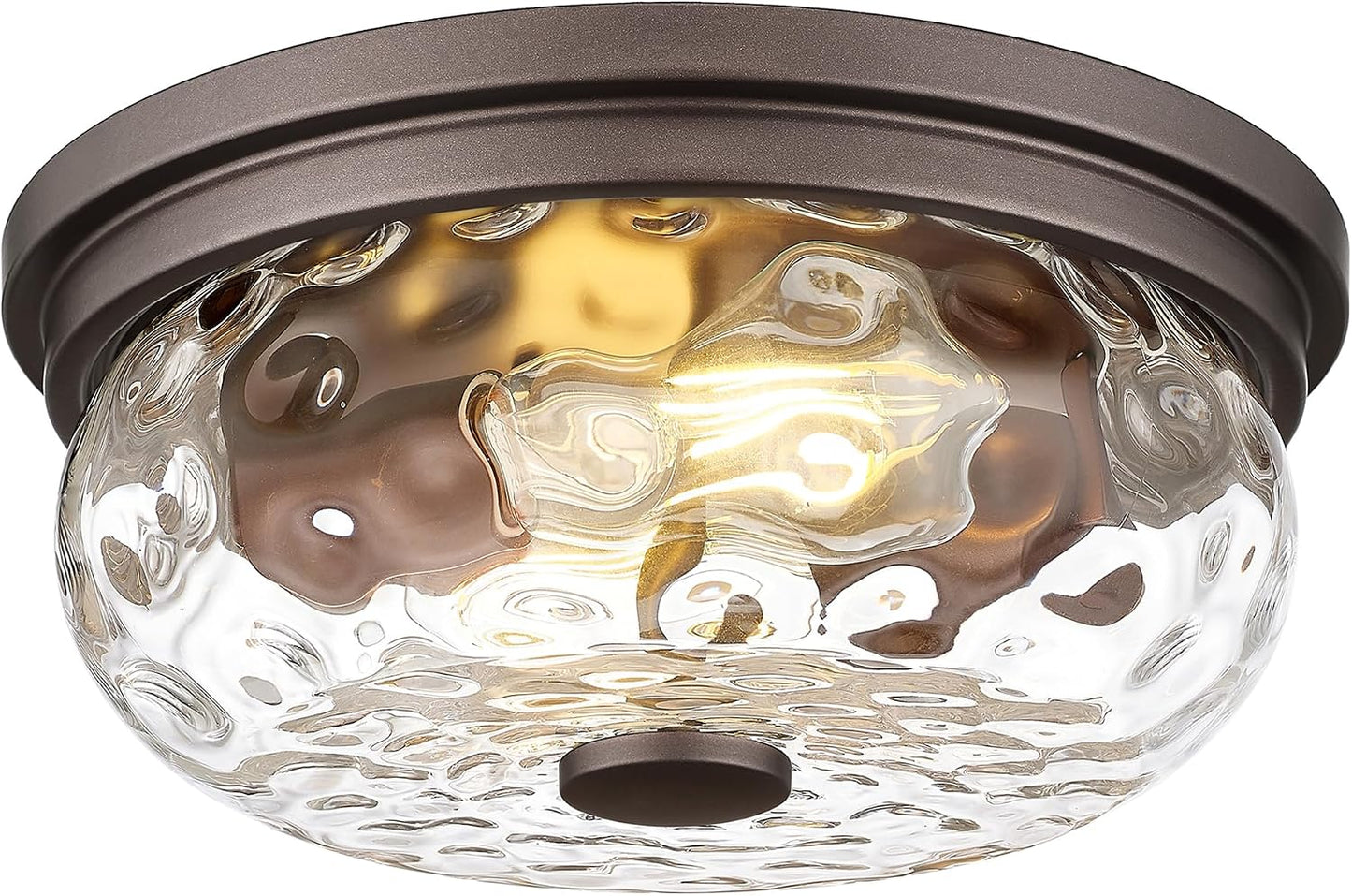 Lámpara techo 2 luces vidrio ondulado bronce dormitorio