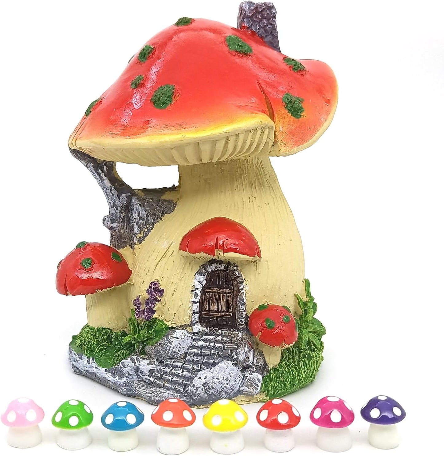 Casa hadas jardín resina hongos miniatura rojo