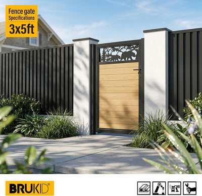 Kit puerta aluminio madera 3x5ft con cerradura bisagras