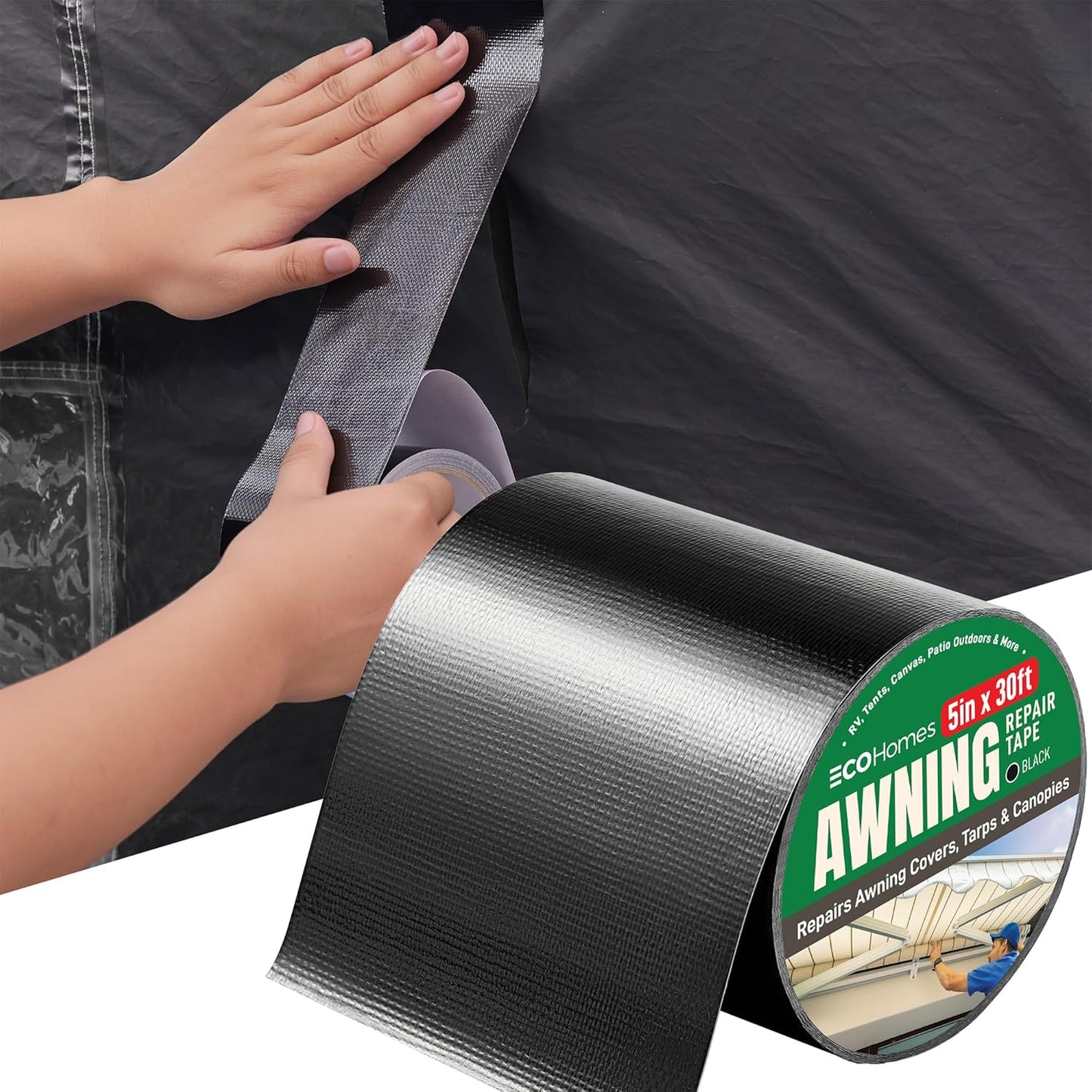 Fundas toldos y cinta reparación lona impermeable autoadhesiva