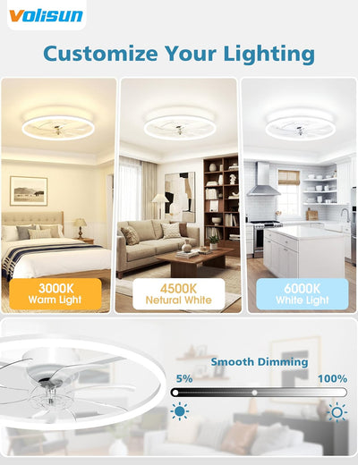 Ventilador techo bajo 24pulg con luz LED regulable control remoto
