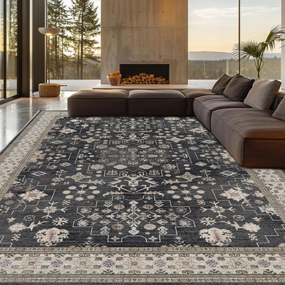 Alfombra área 8x10ft antideslizante vintage para sala dormitorio
