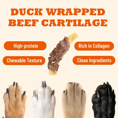 Cartílago res envuelto pato masticable perros 5oz