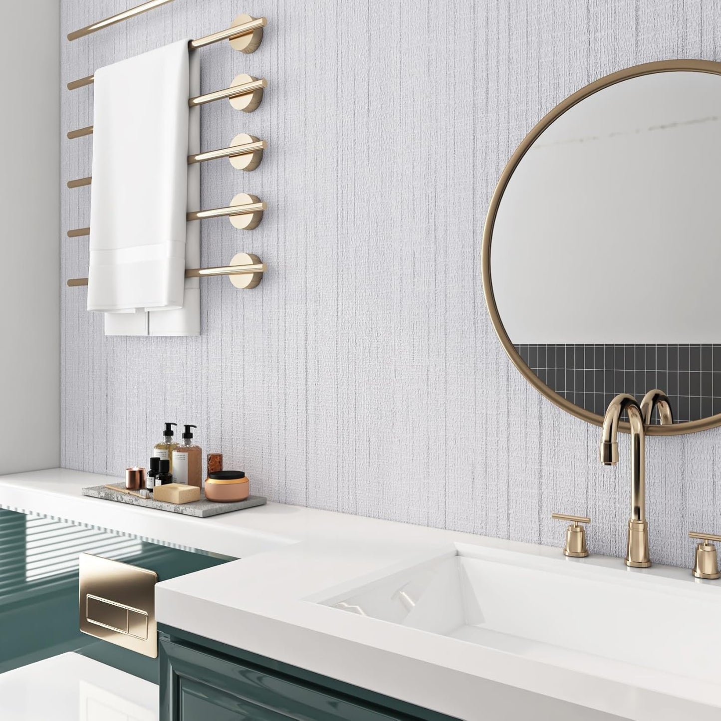 Papel tapiz pasto blanco texturizado para baño y dormitorio