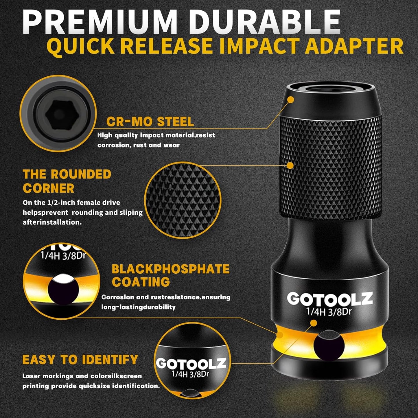 Adaptador broca impacto 1/4 pulgada hembra a hexagonal