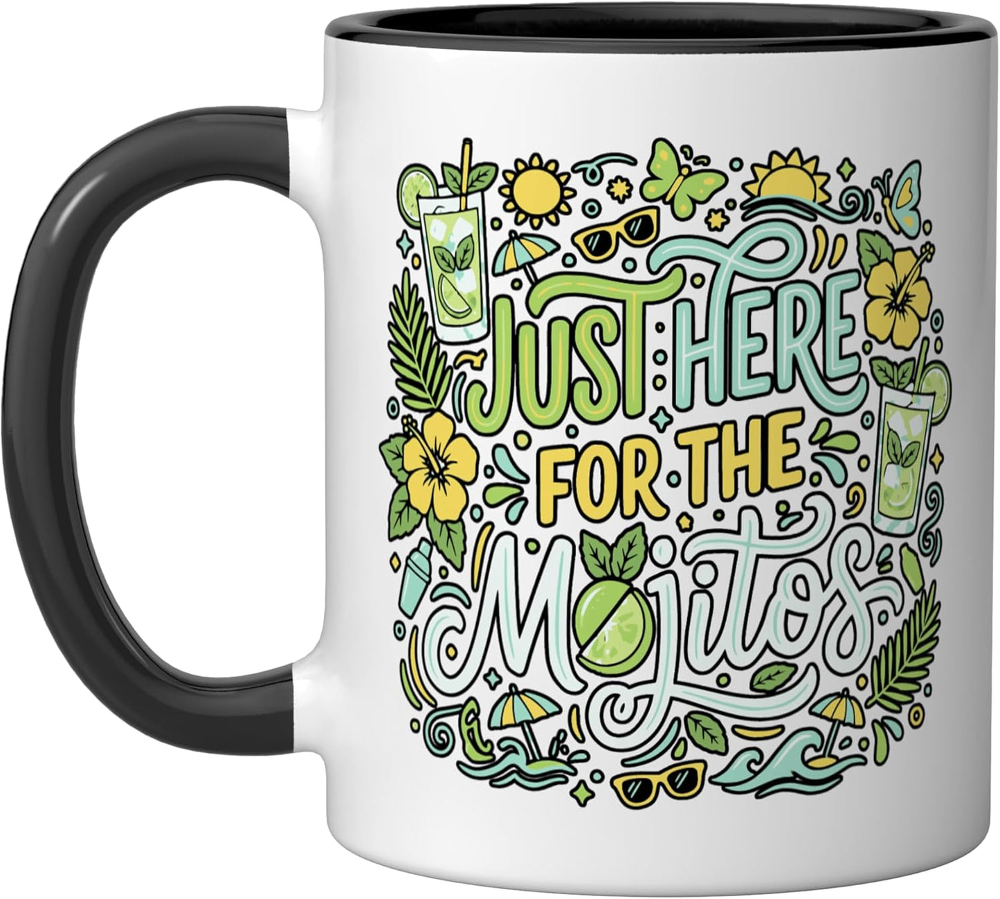 Taza Cerámica Mojito Tropical Negro/Blanco