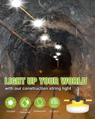 Cadena luces construcción 100ft IP65 impermeable