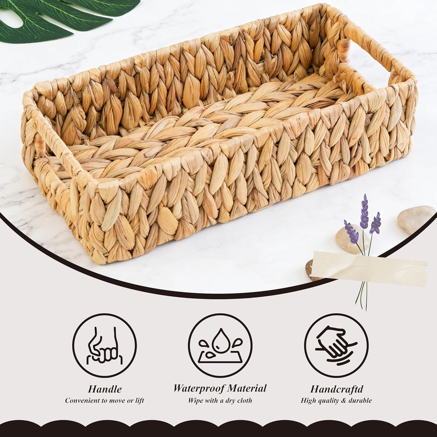 Cesta jacinto de agua mimbre tejido manual con asas