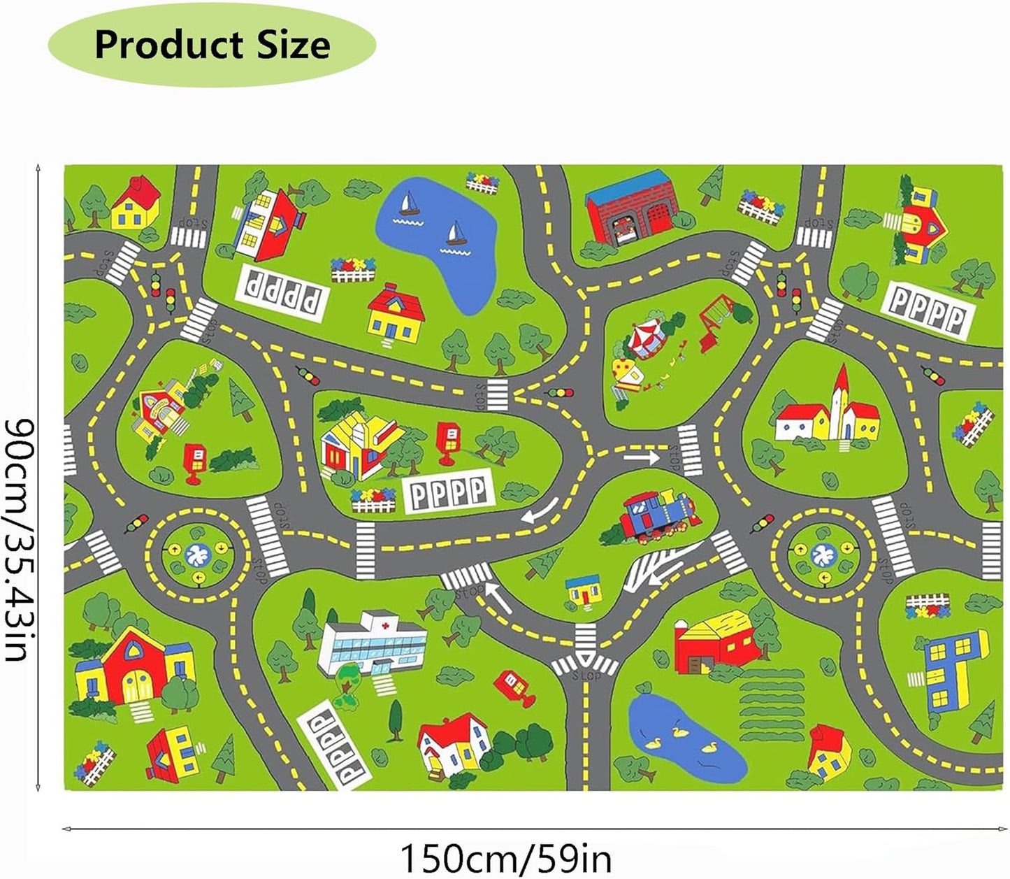 Tapete juego coches niños 3x5ft lavable dormitorio