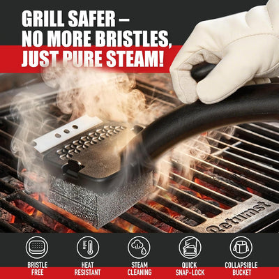 Cepillo parrilla sin cerdas cubo plegable 3en1 hierro fundido