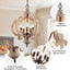 Lámpara araña rústica madera metal blanco envejecido 5 luces