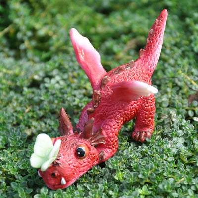 Mini Terrario Hadas Dragón Rojo con Mariposa