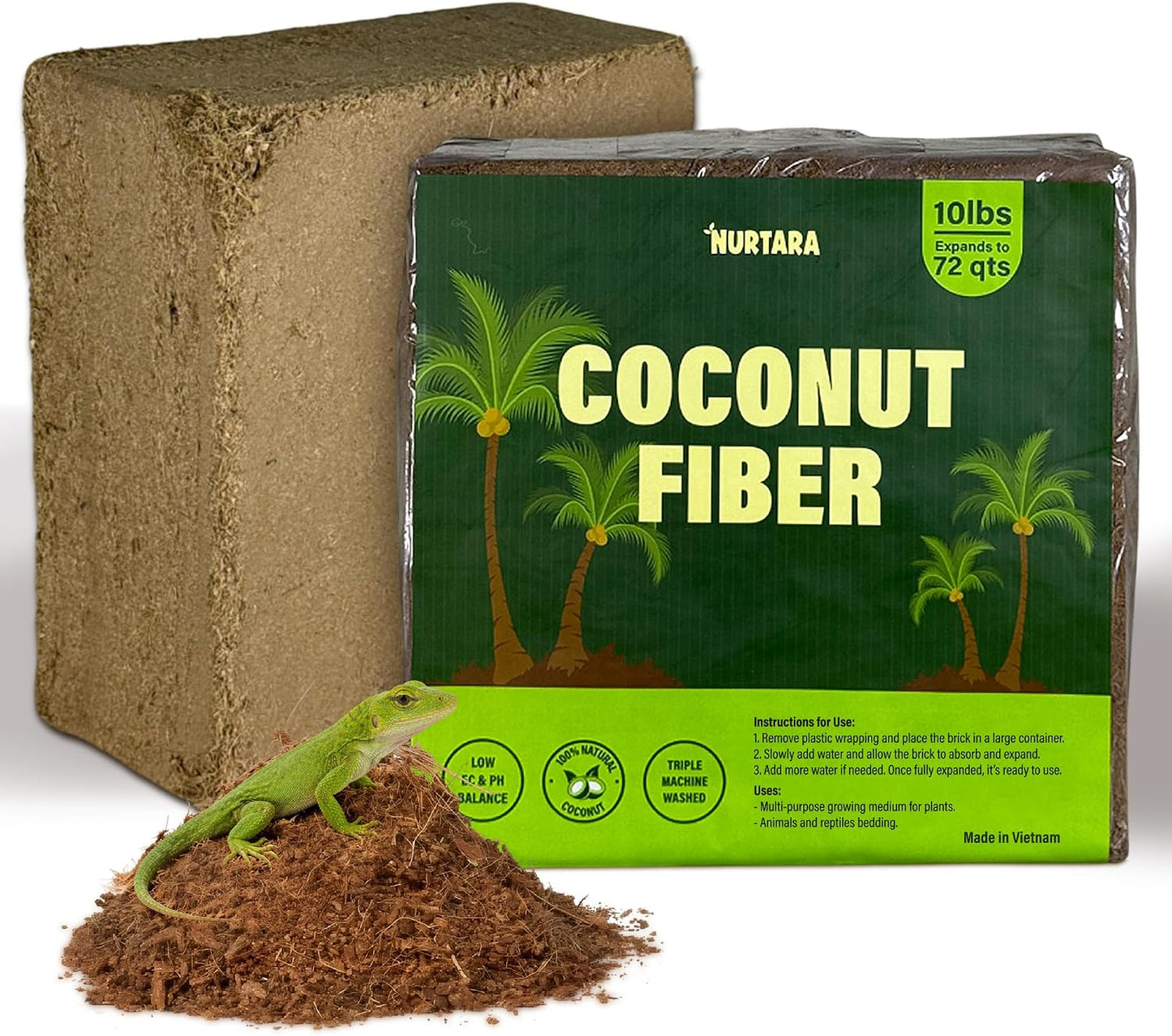 Sustrato fibra de coco 10lb para terrario y jardín