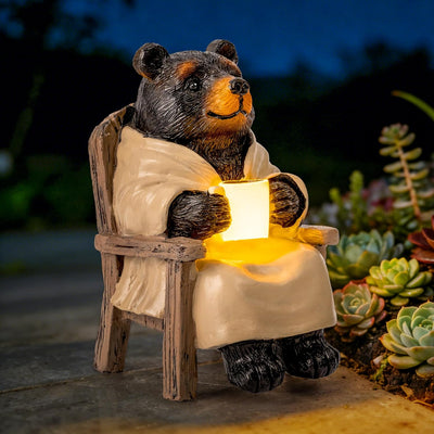 Estatua osito jardín solar con luz regalo mamá
